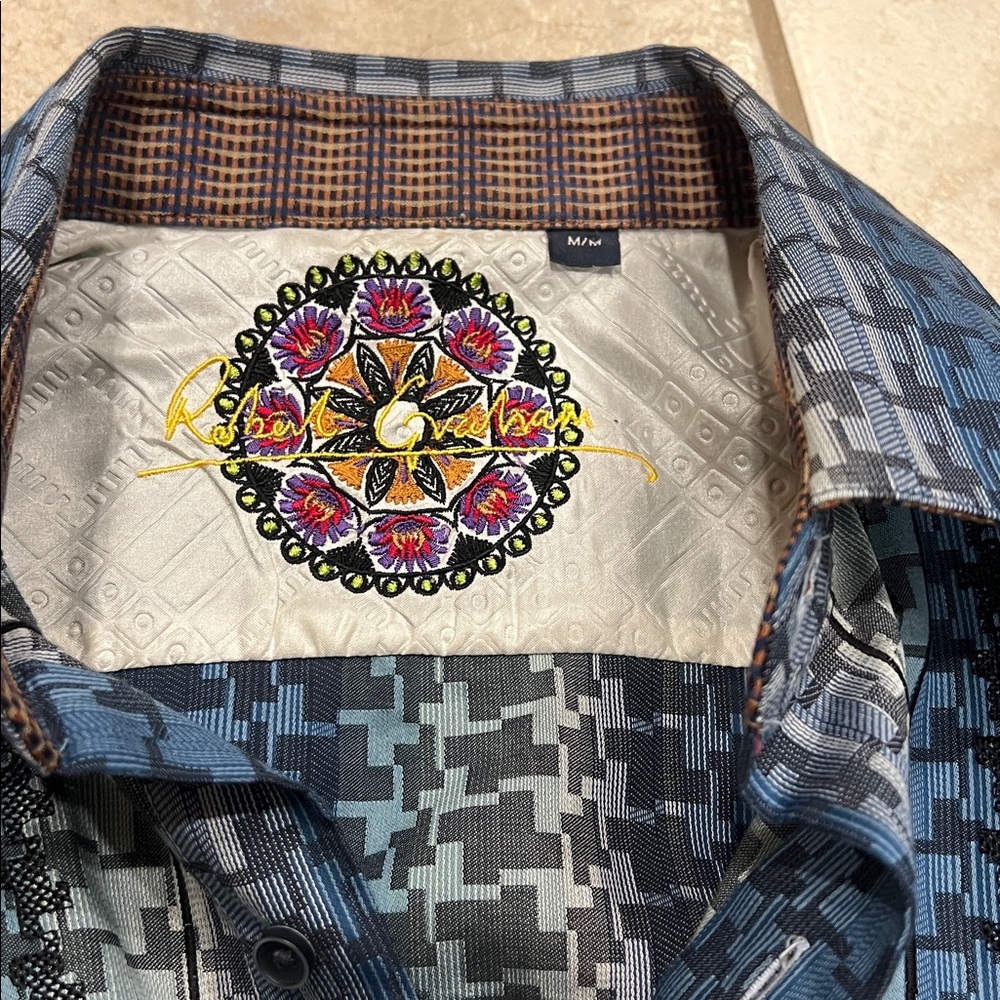Robert Graham Geometric Button Down Shirt, M - Picture 5 of 11